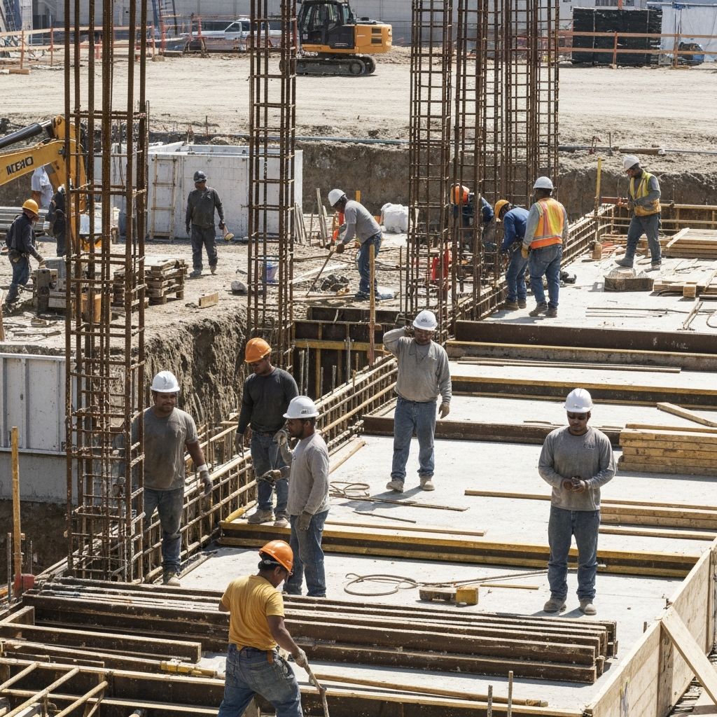 Construction team at work